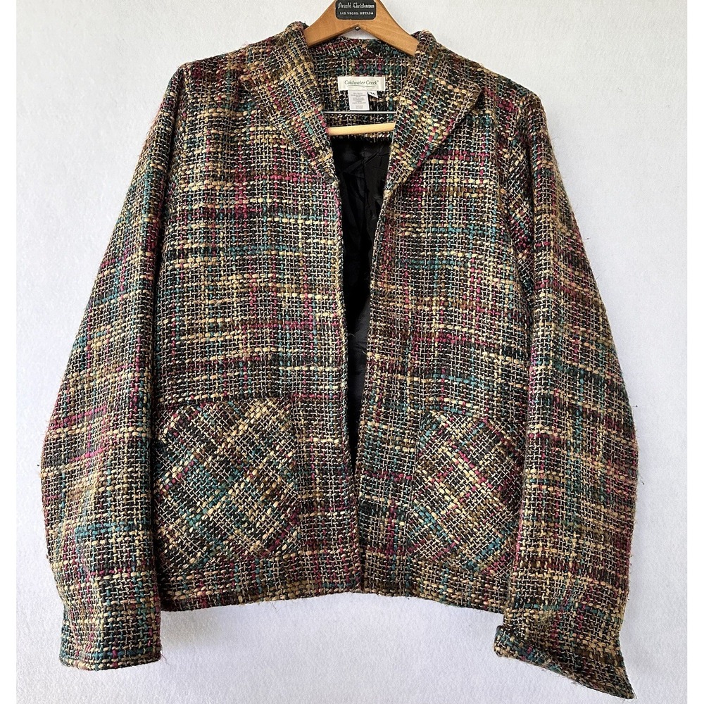 Coldwater Creek Blazer Tweed Jacket Colorful Office Old Money Sz M